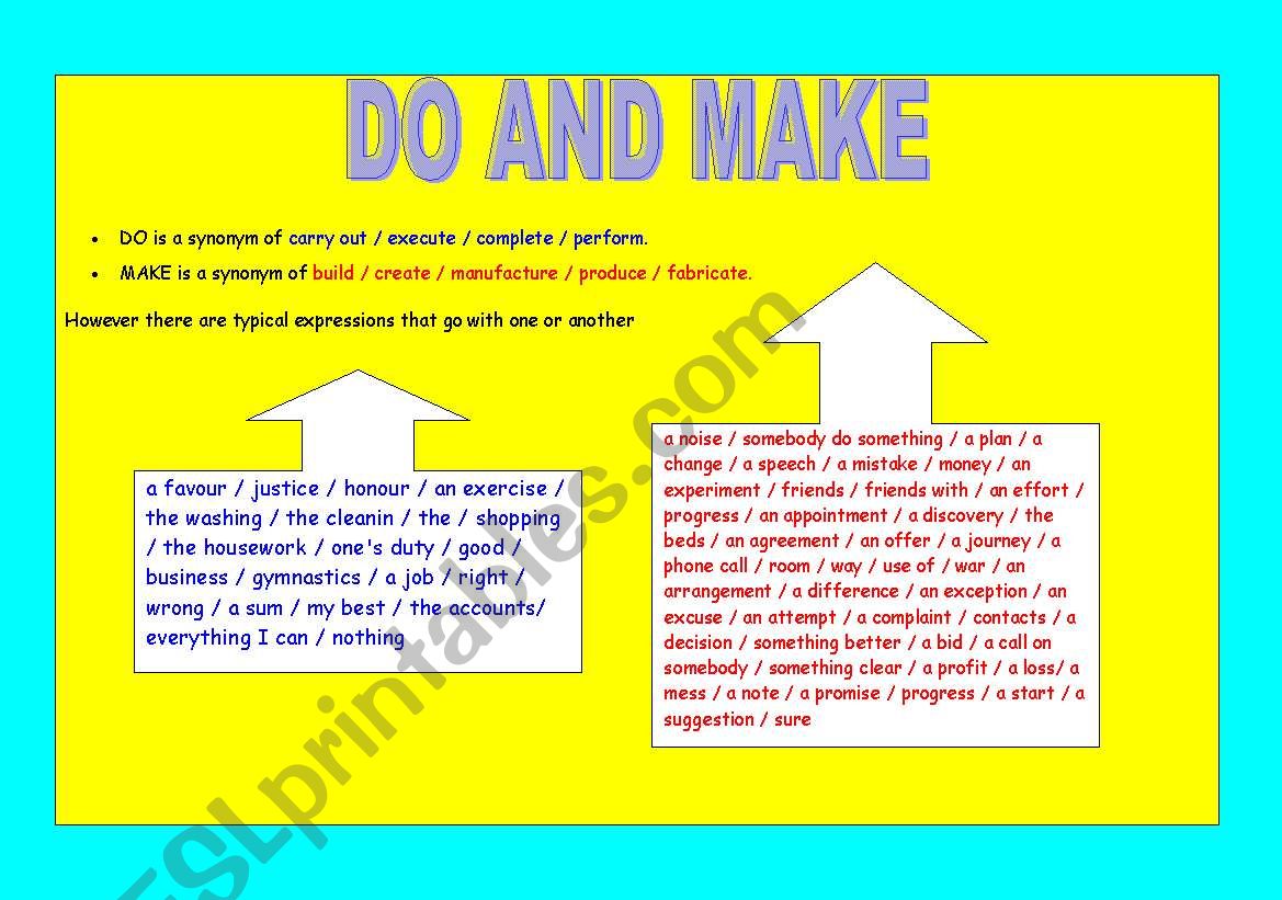 DO AND MAKE. Guide and exercises