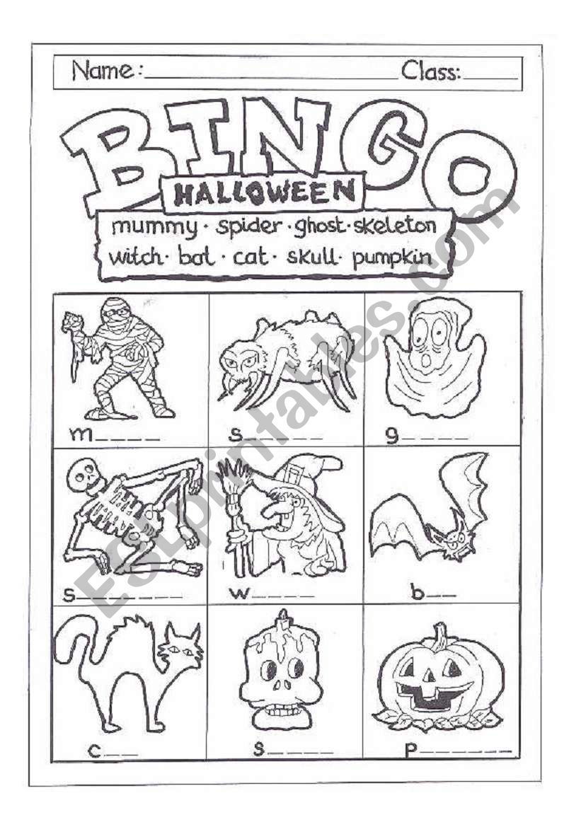Bingo Halloween worksheet