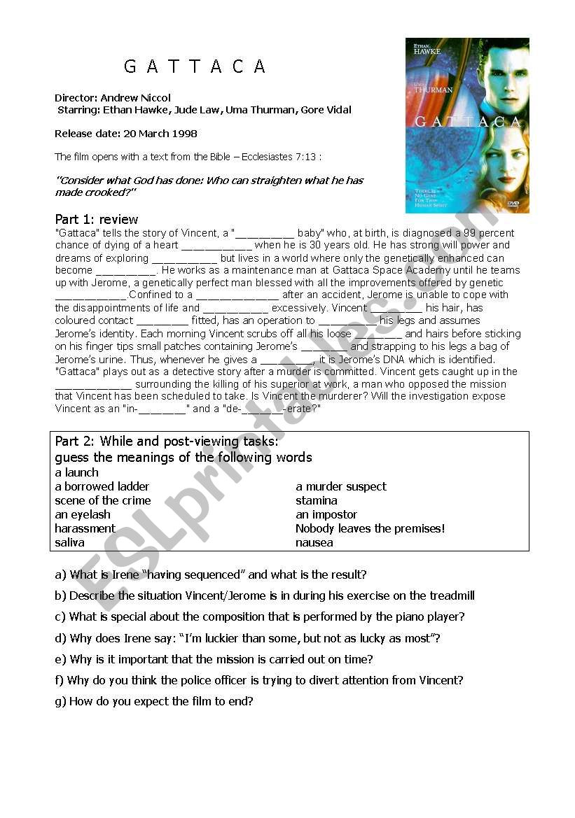 Gattaca worksheet