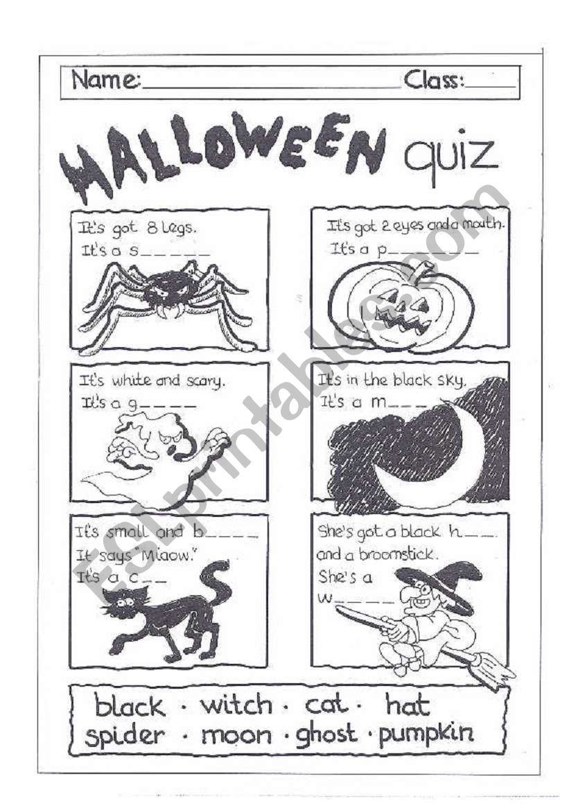 Halloween quiz worksheet