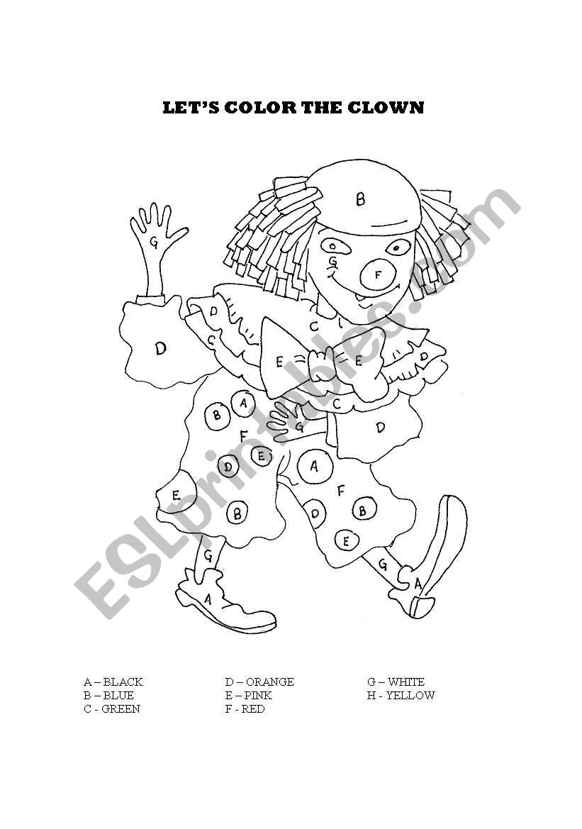 COLOR THE CLOWN worksheet