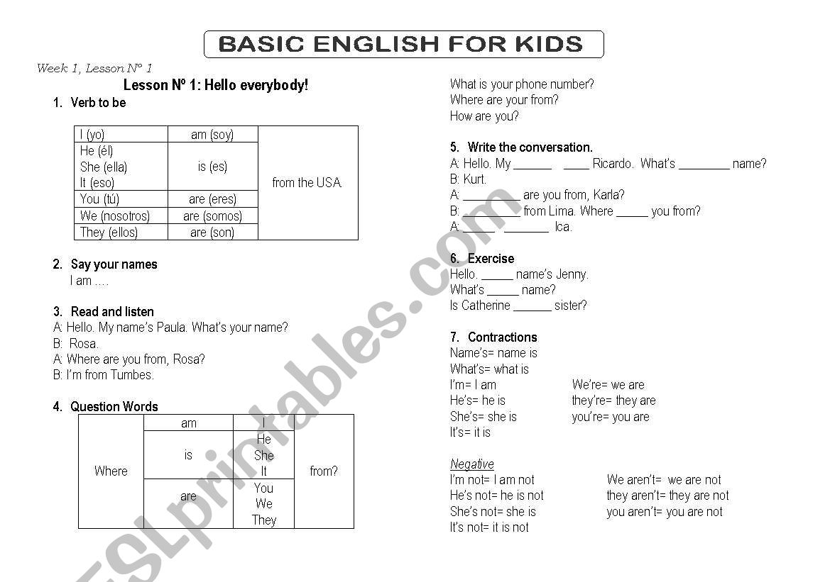Hello worksheet
