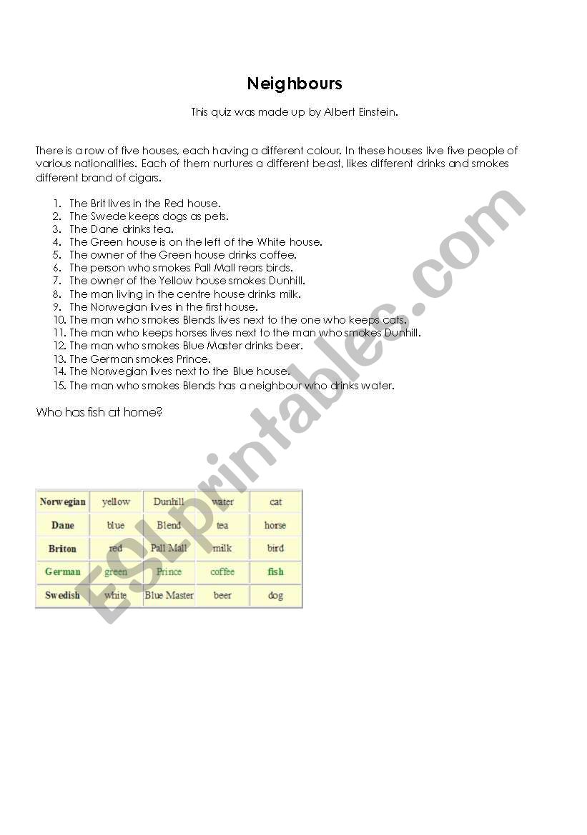 Brain Teasers worksheet