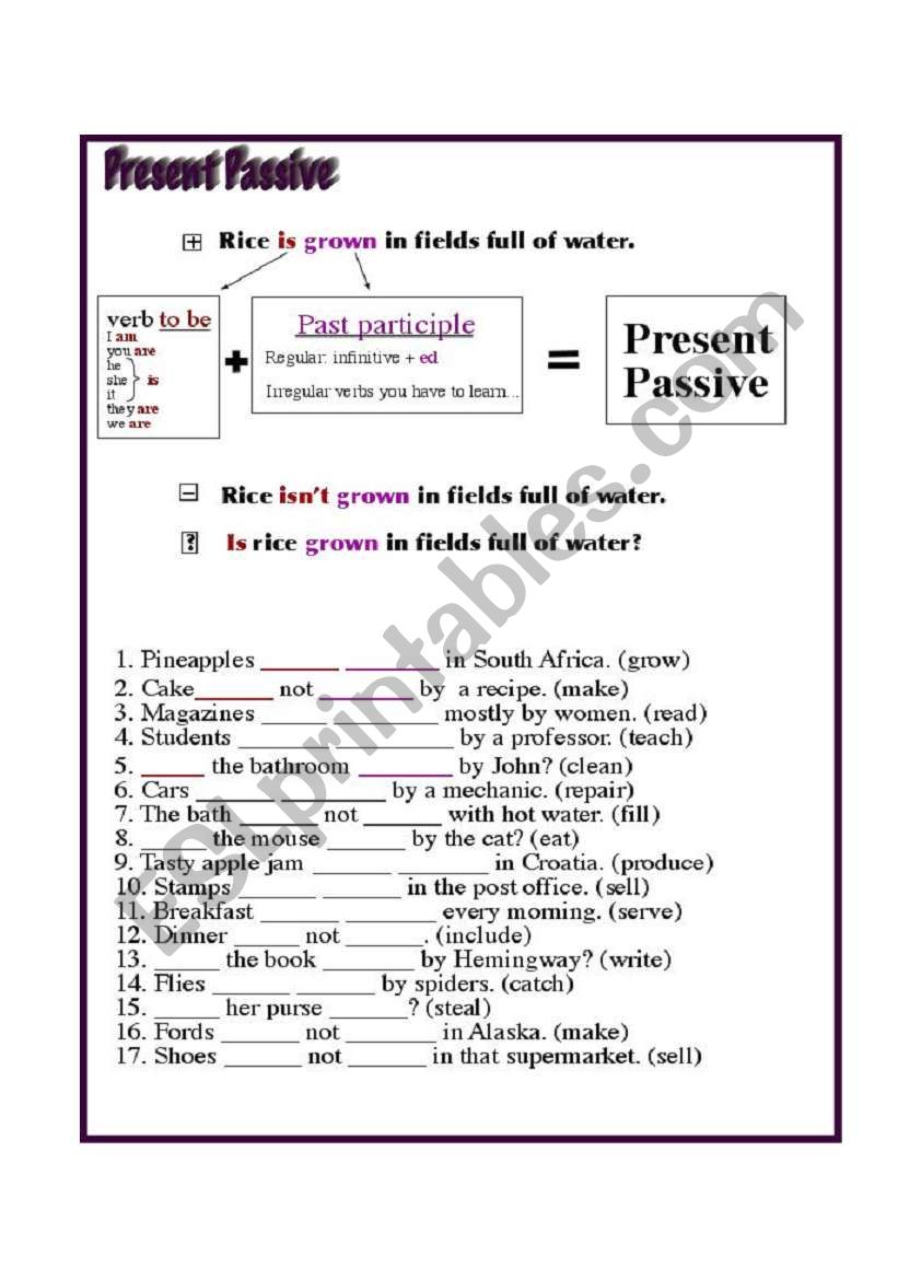 Present Passive worksheet