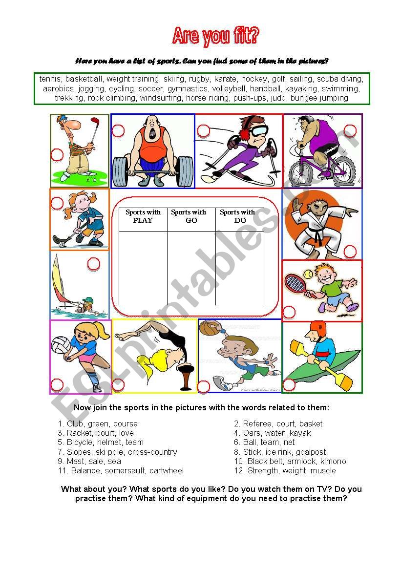 Are you fit? worksheet