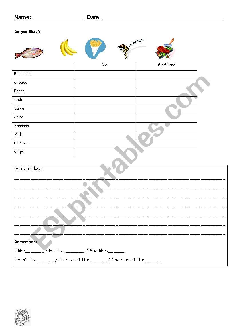 Do you like? worksheet