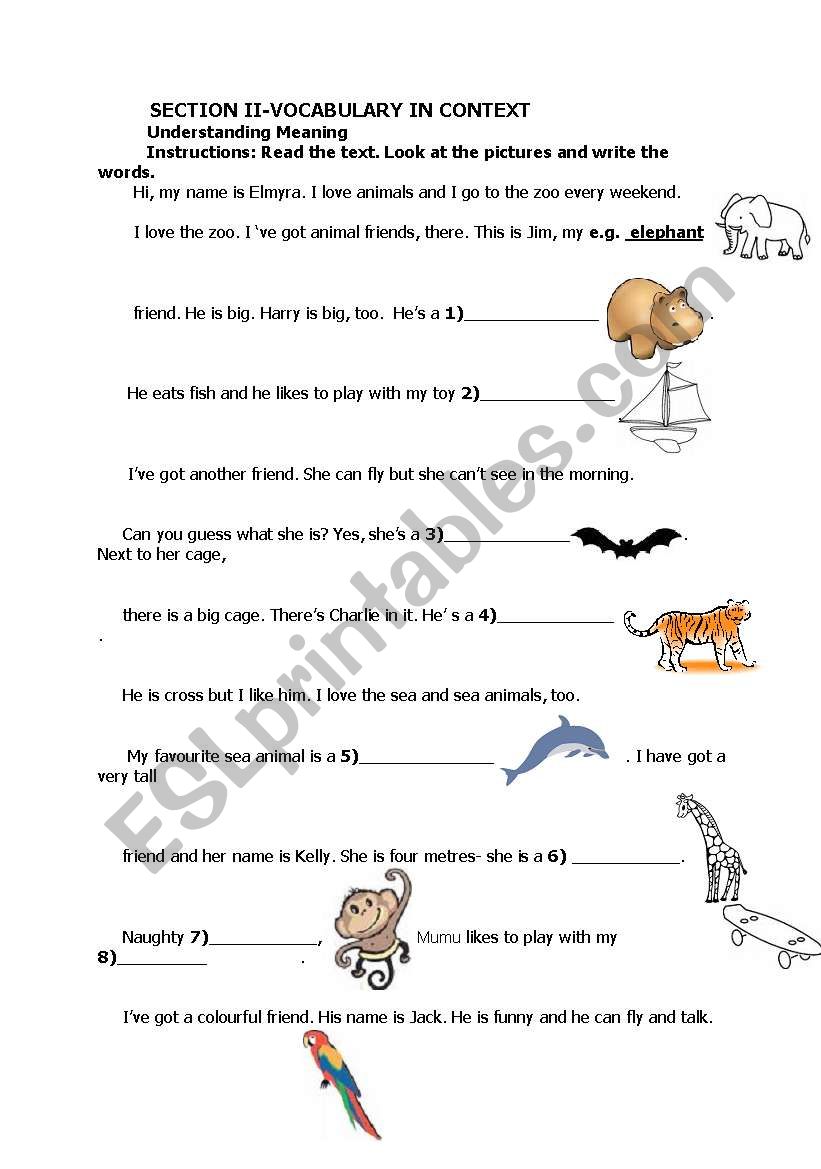 animals worksheet