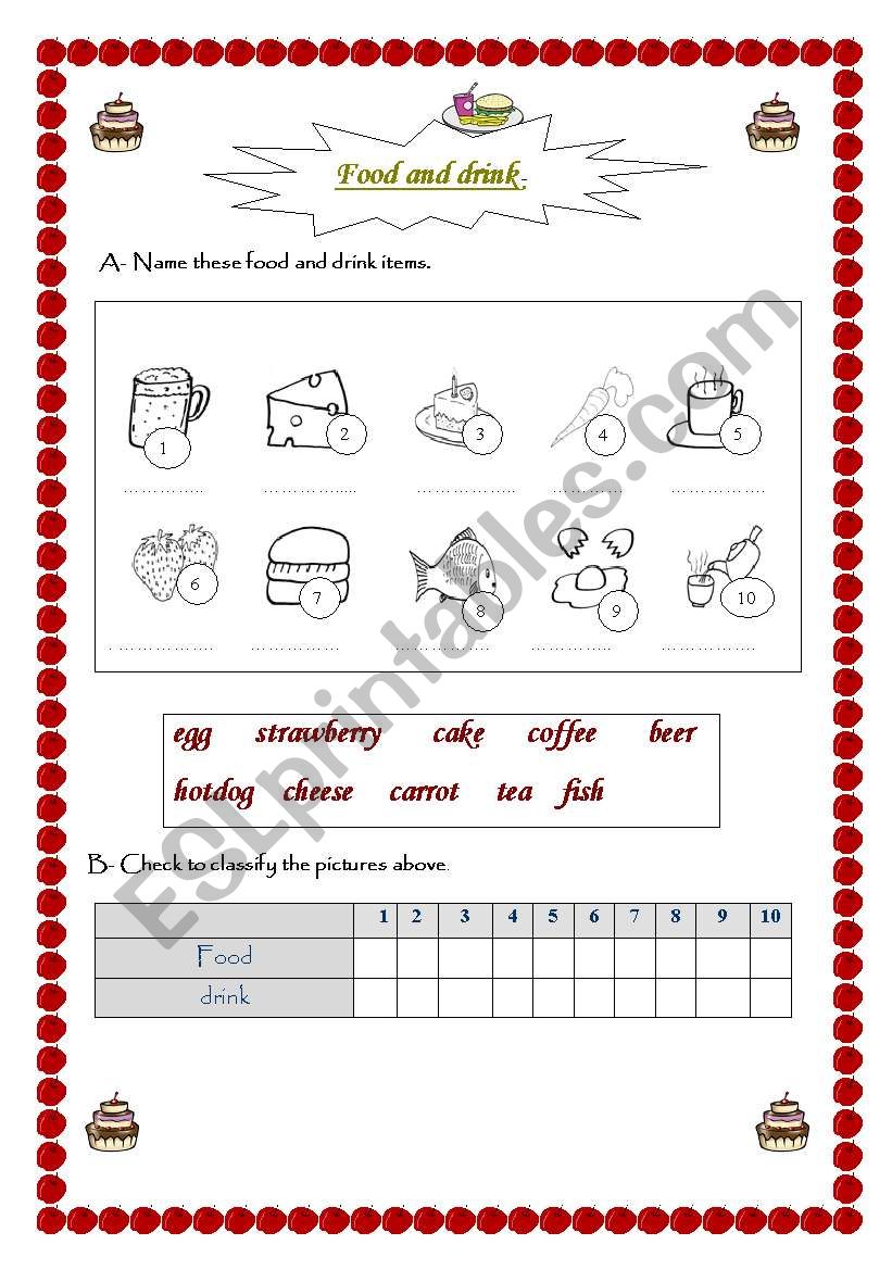 Food and Drink worksheet