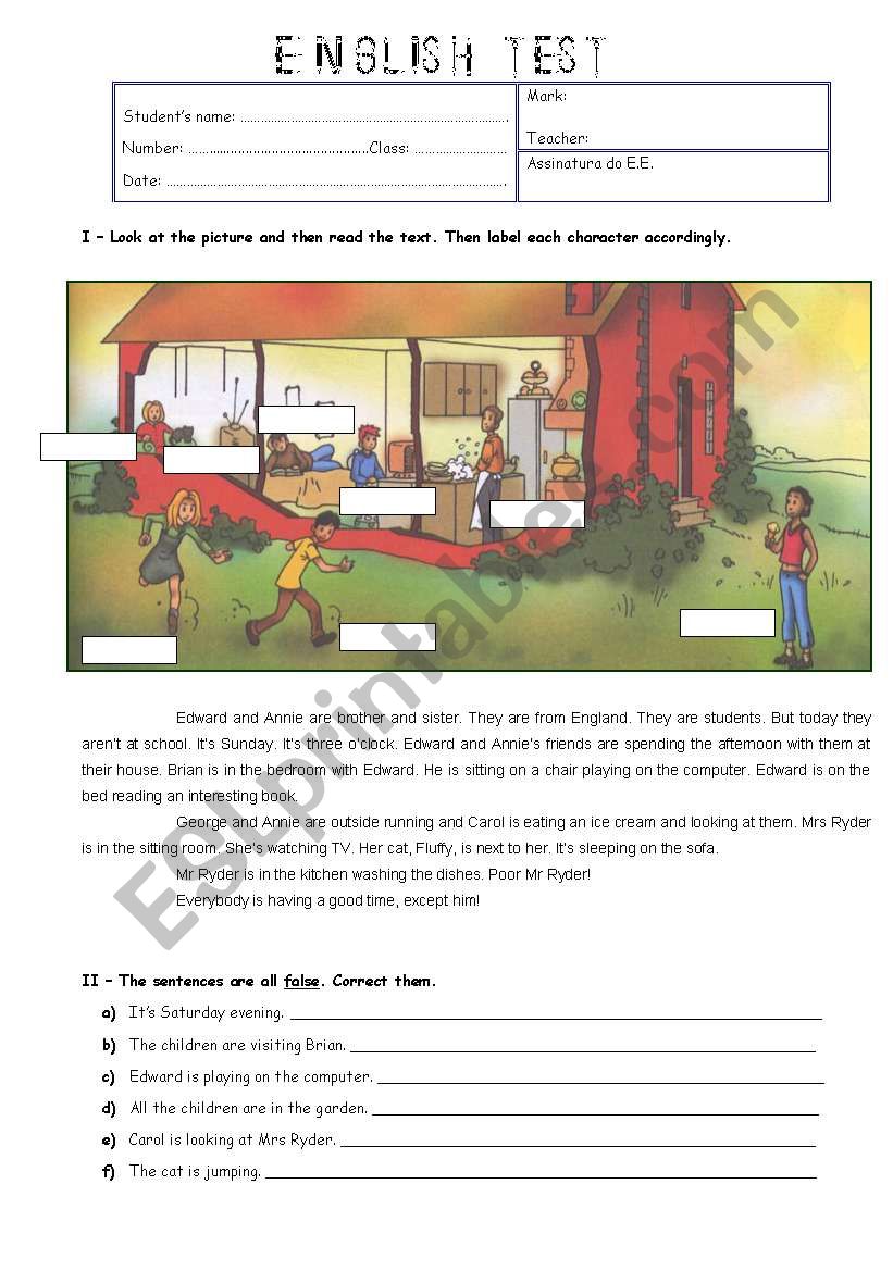 test worksheet