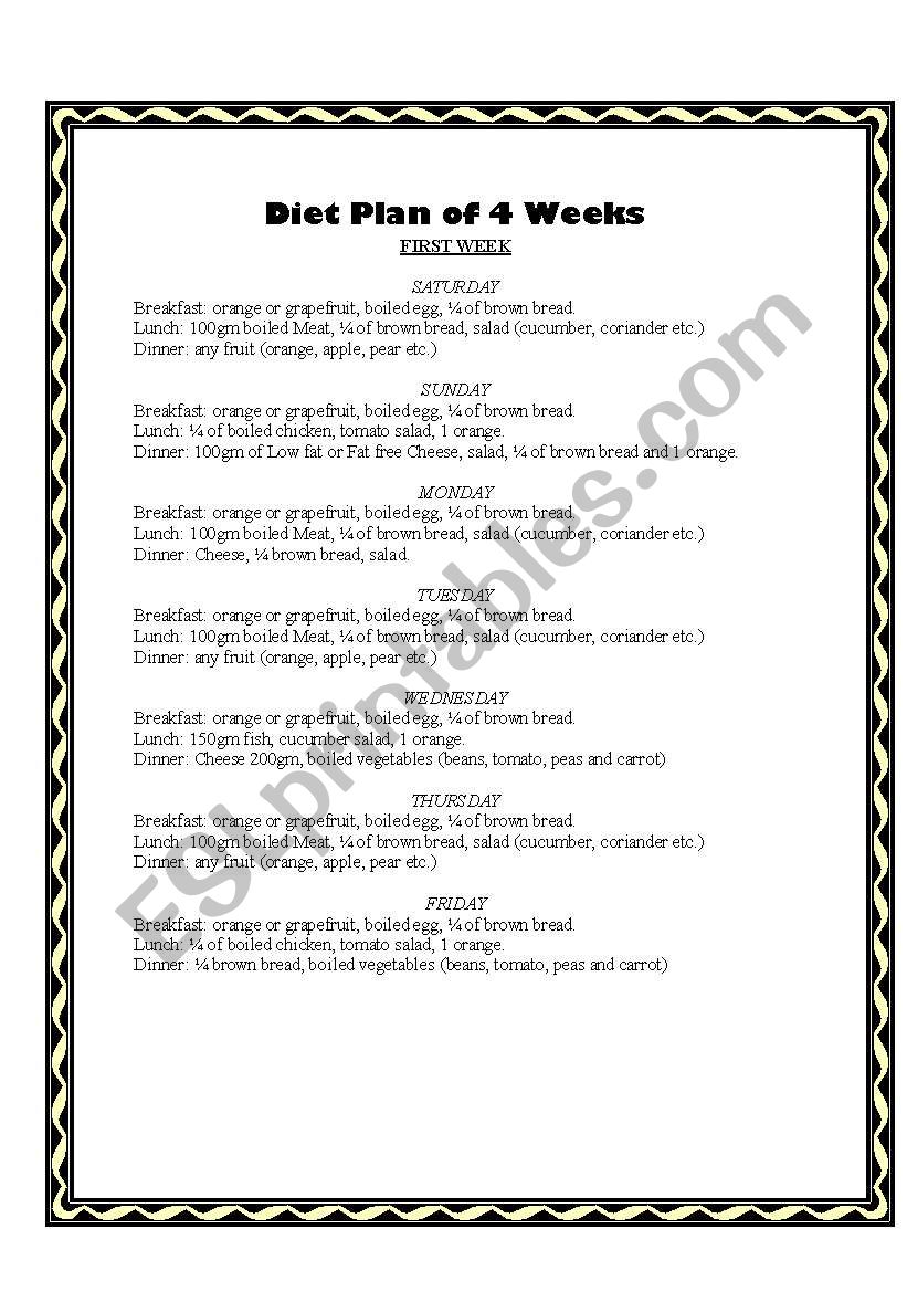 Diet Plan worksheet