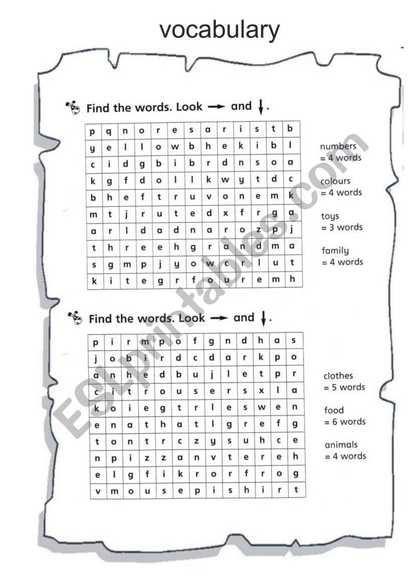 crossword worksheet