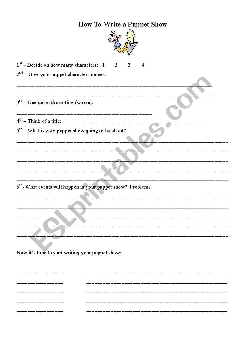 How to write a puppet show worksheet