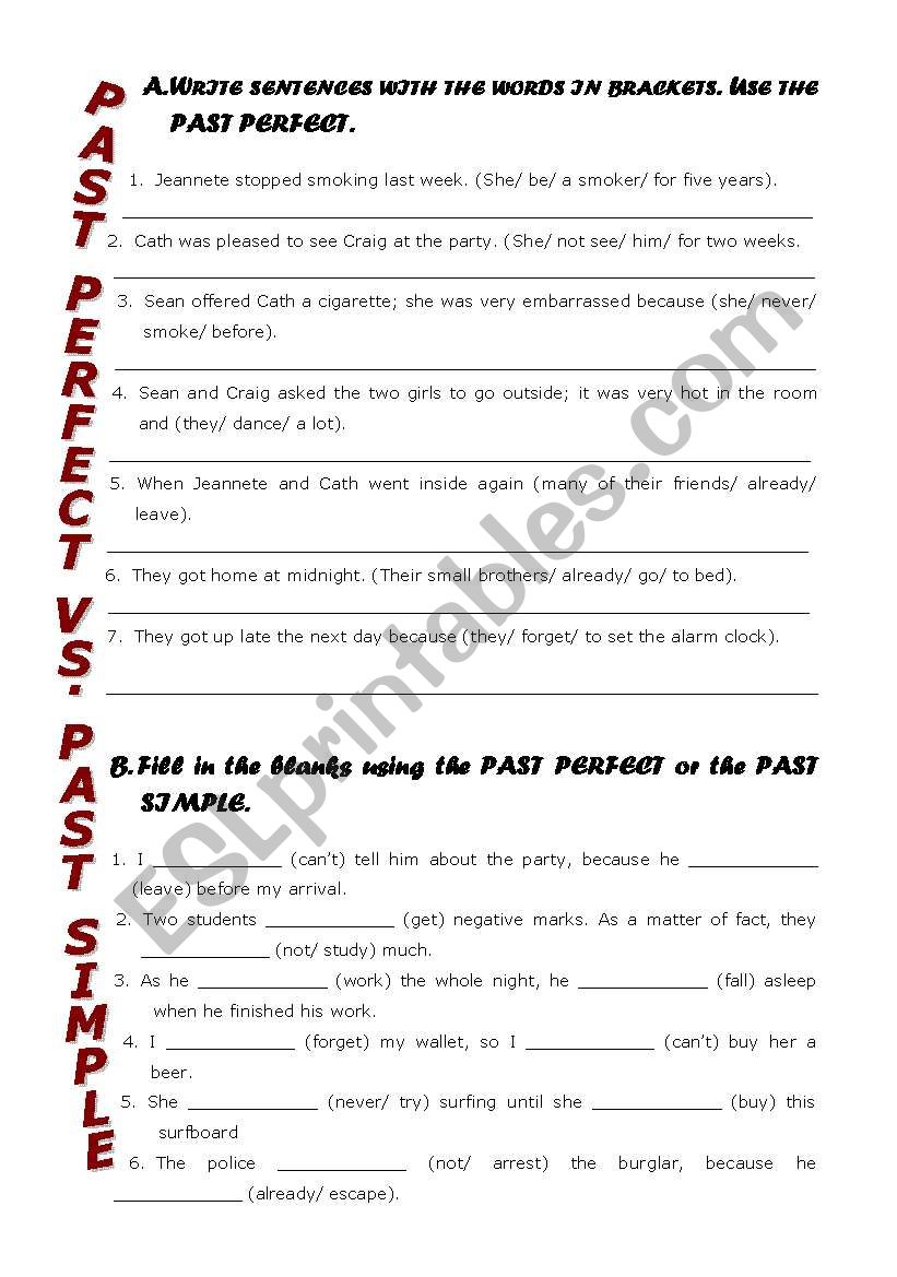 Past Perfect vs. Past Simple worksheet