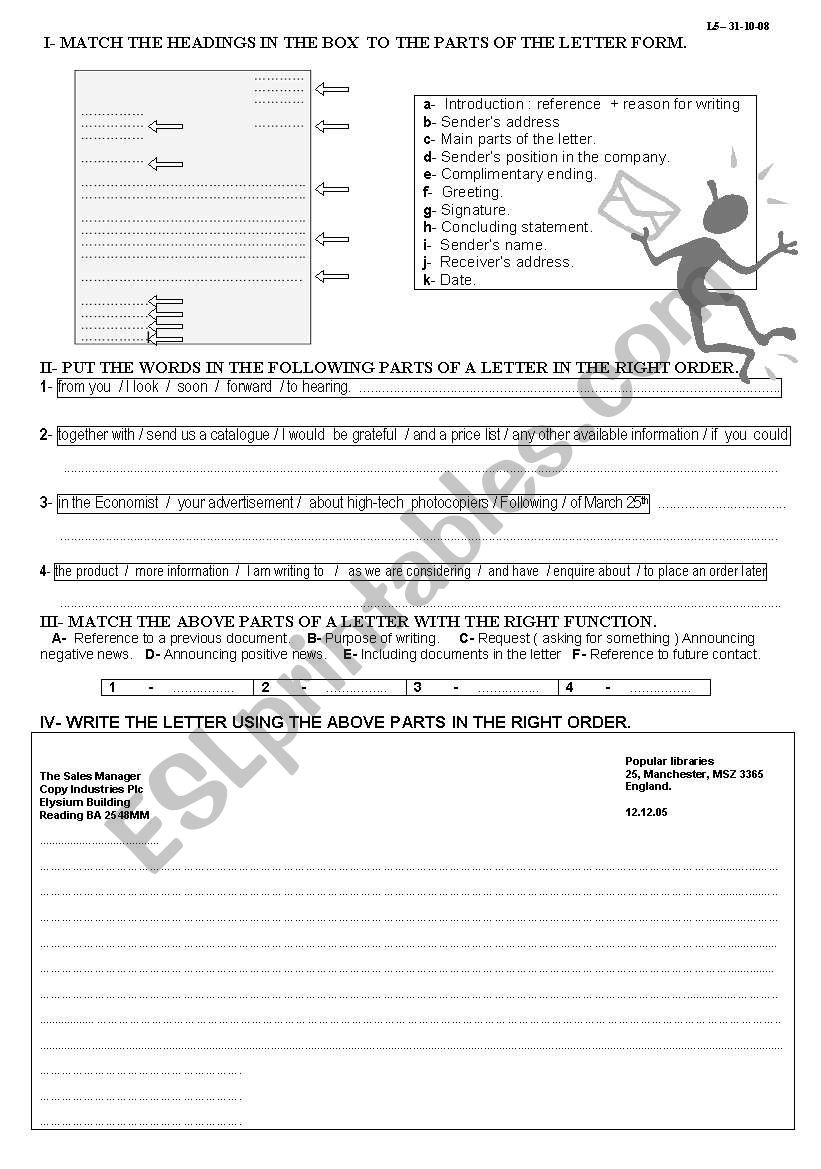 business writing   worksheet