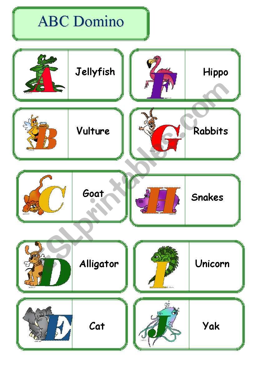 ABC Domino 1 of 2 page worksheet