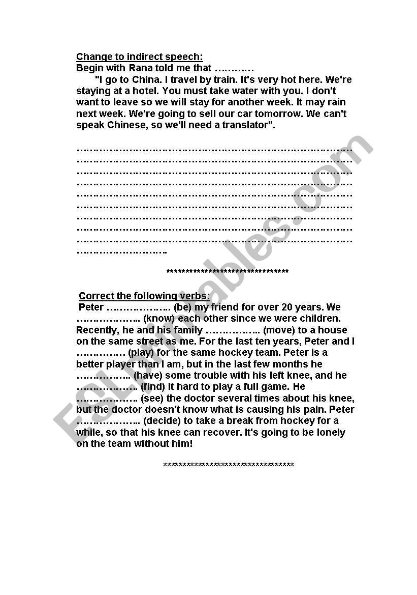Indirect speech,present perfect n past simple