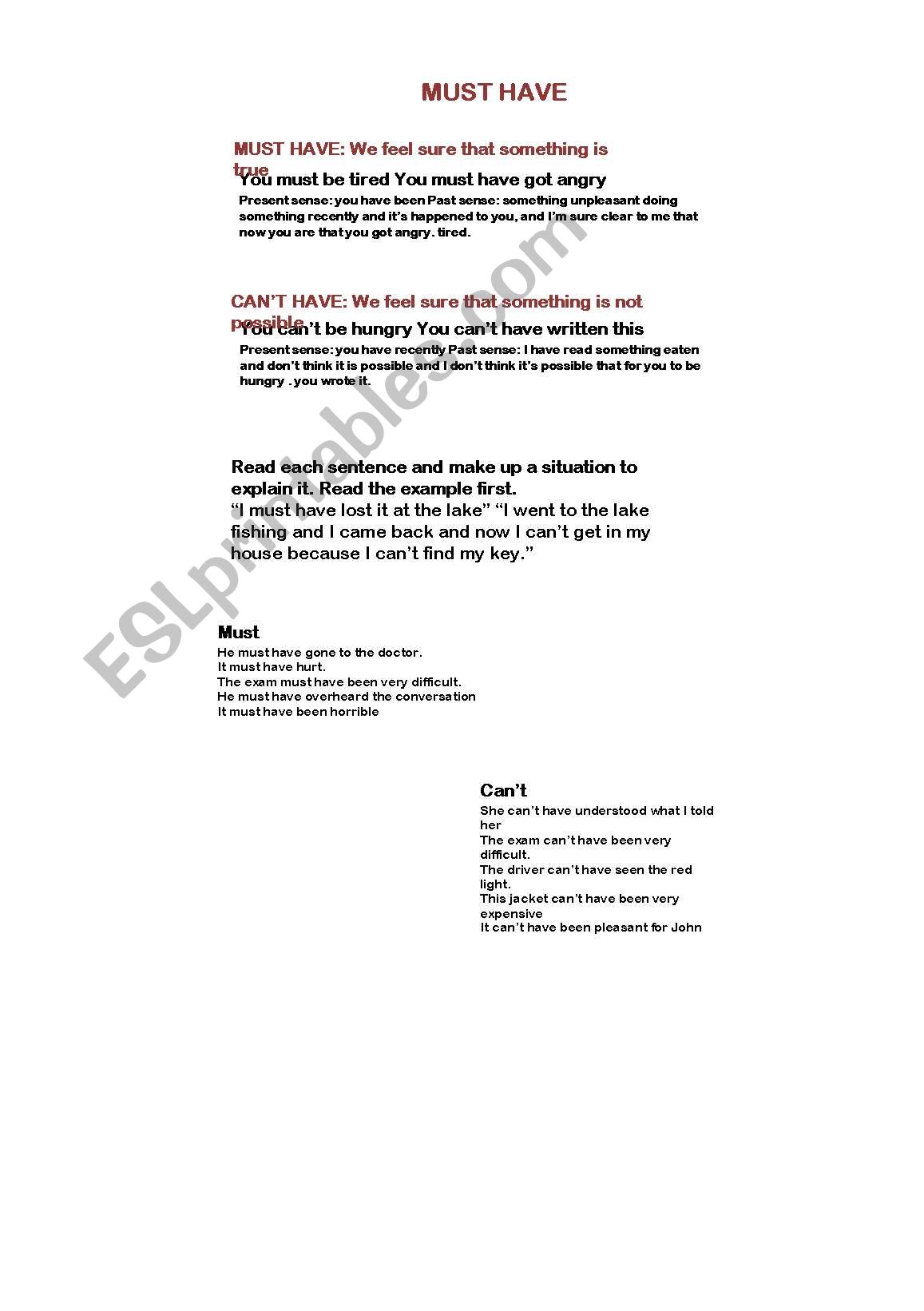 Guess the situation worksheet