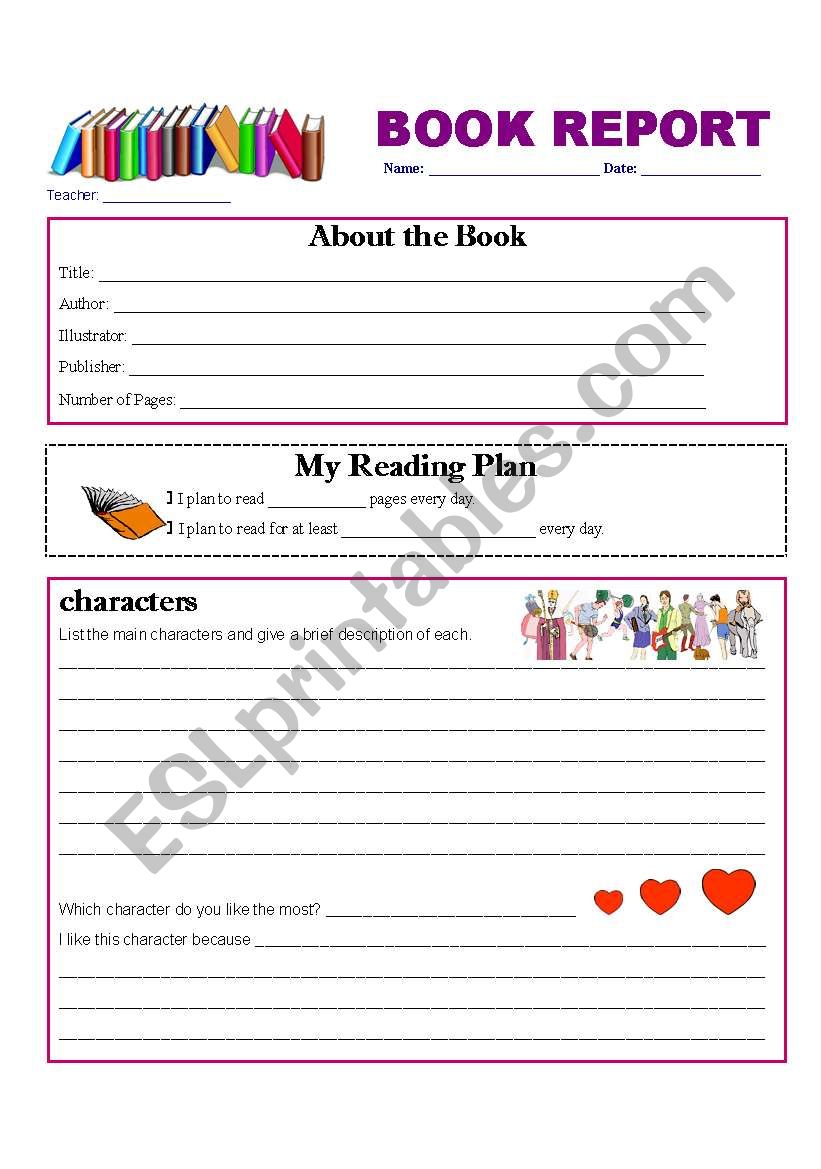 book report worksheet