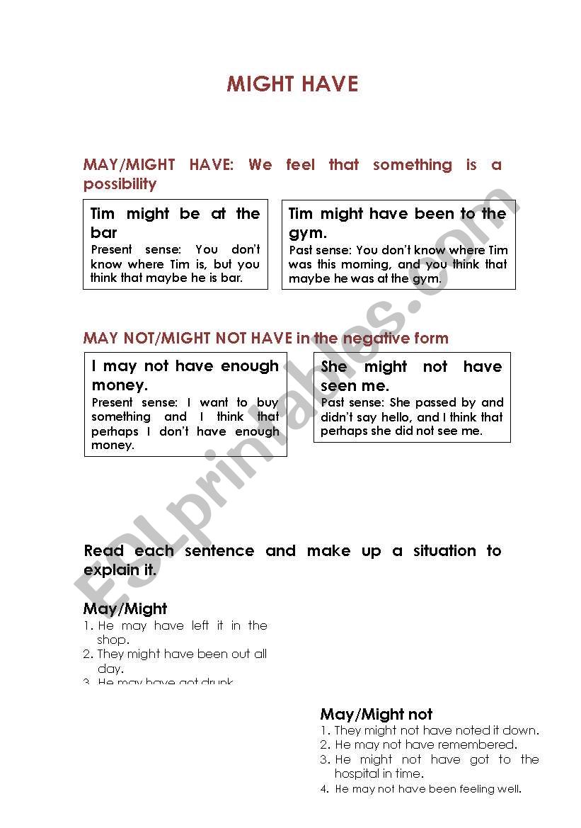 Guess the situation worksheet