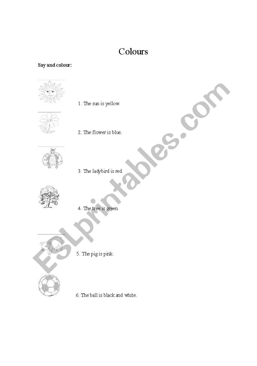 Colours worksheet