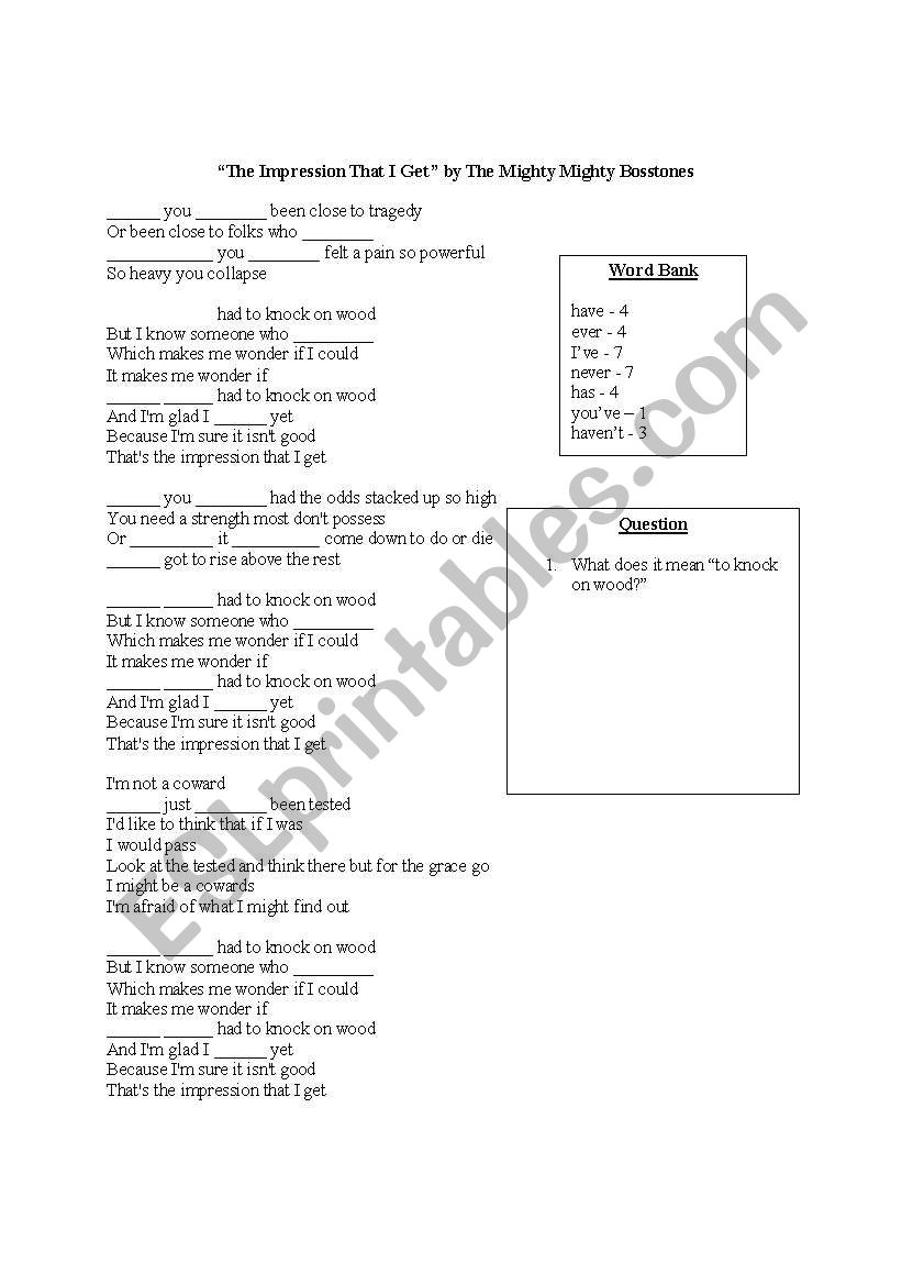 Present Perfect Song - 