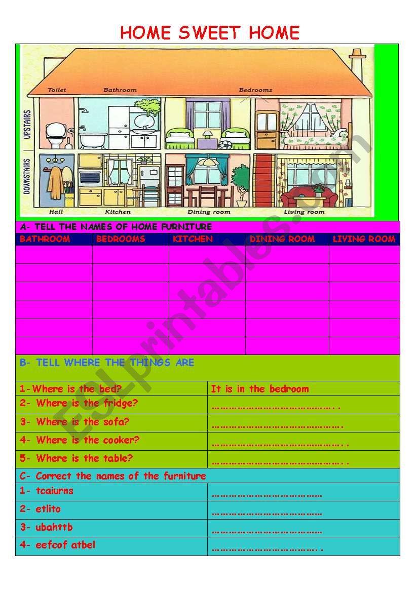 HOME SWEET HOME worksheet