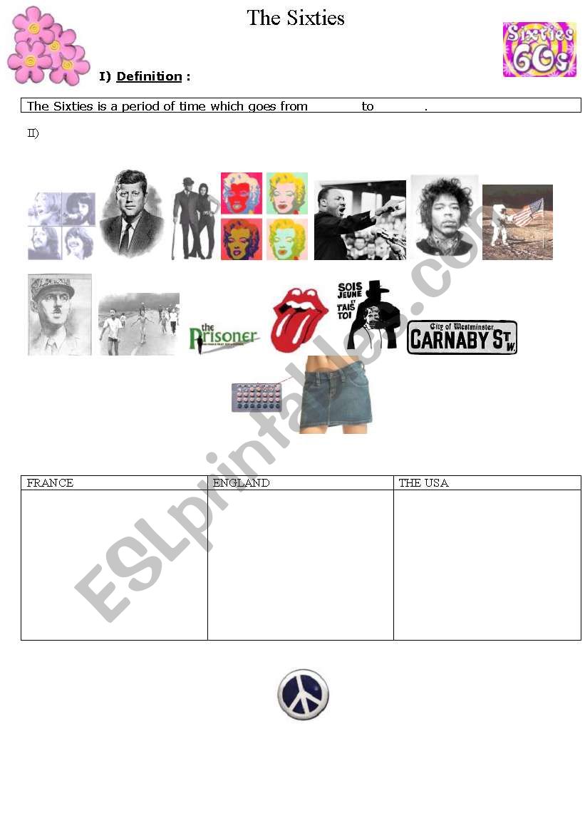 Introduction to the sixties worksheet