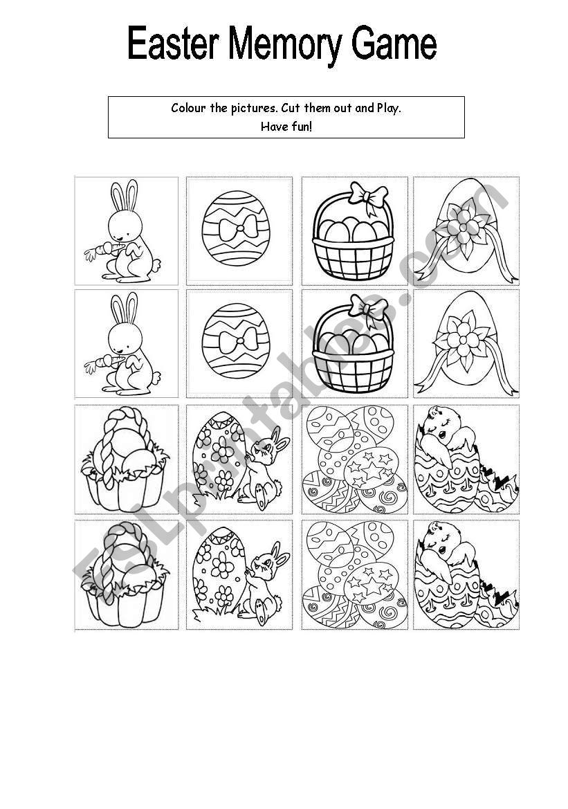 Easter memory game worksheet