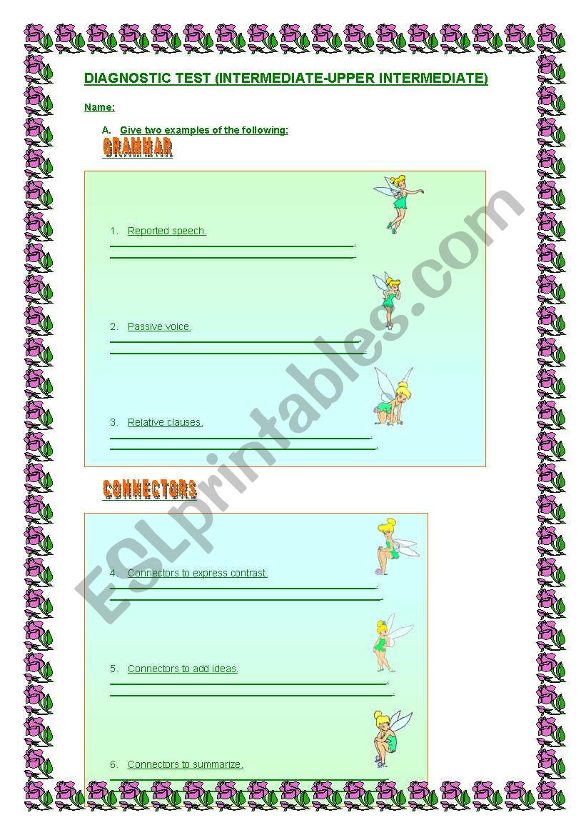 DIAGNOSTIC TEST worksheet