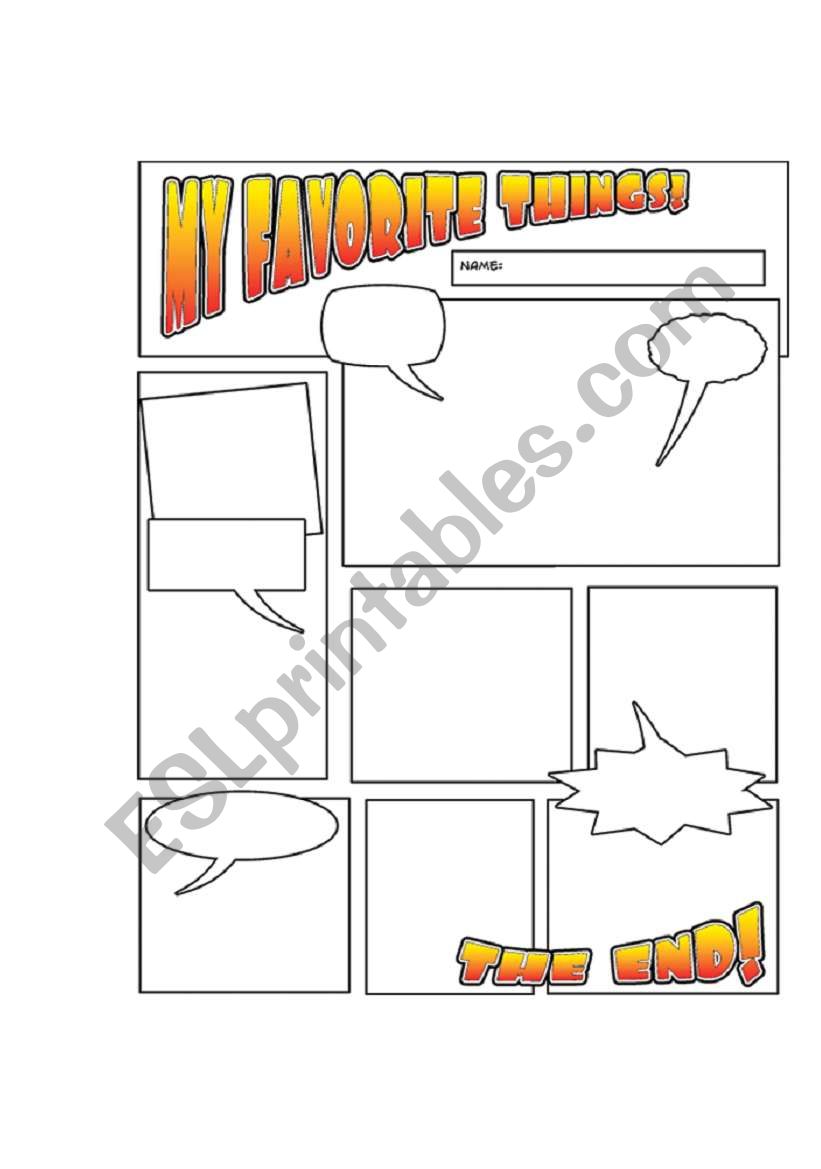 COMIC BOOK STYLE WORKSHEET 