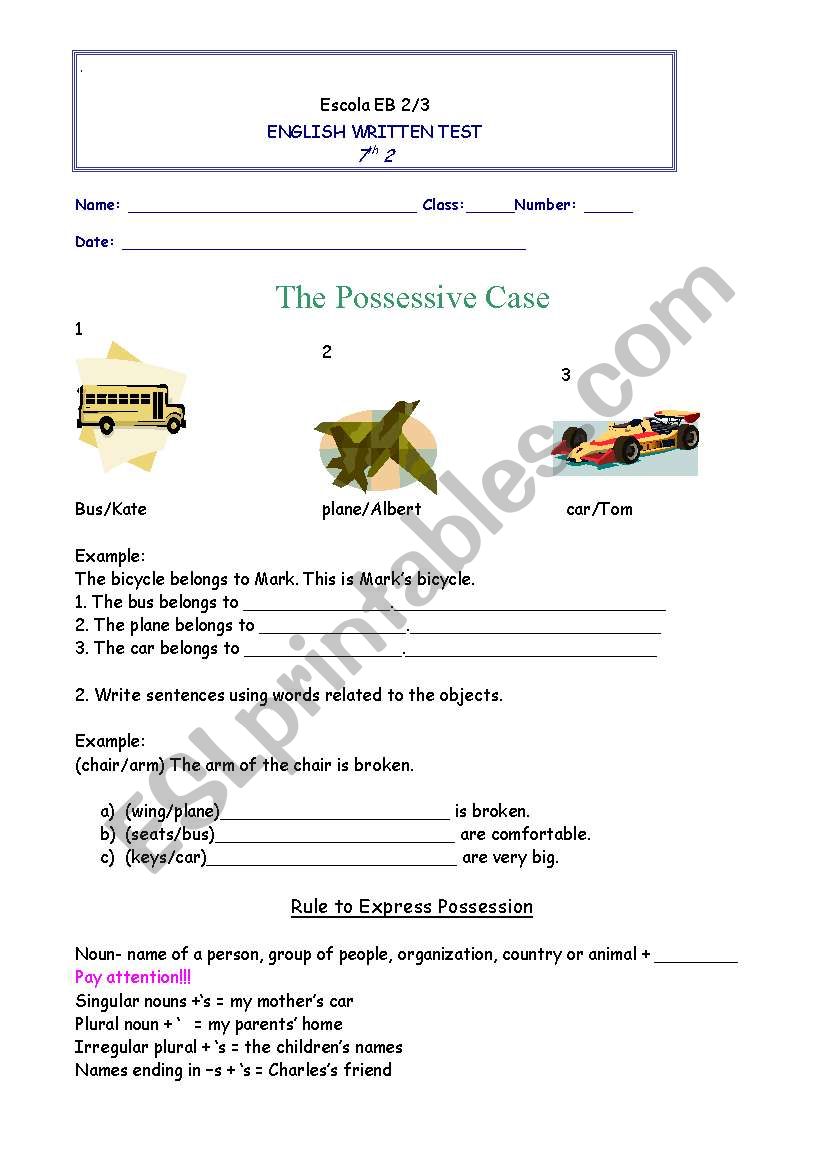 possessive case worksheet