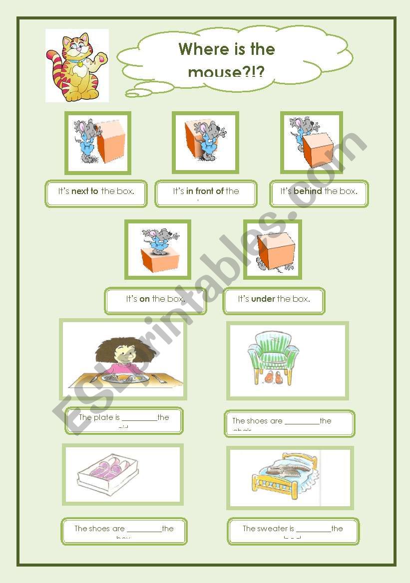 Prepositions of Place worksheet