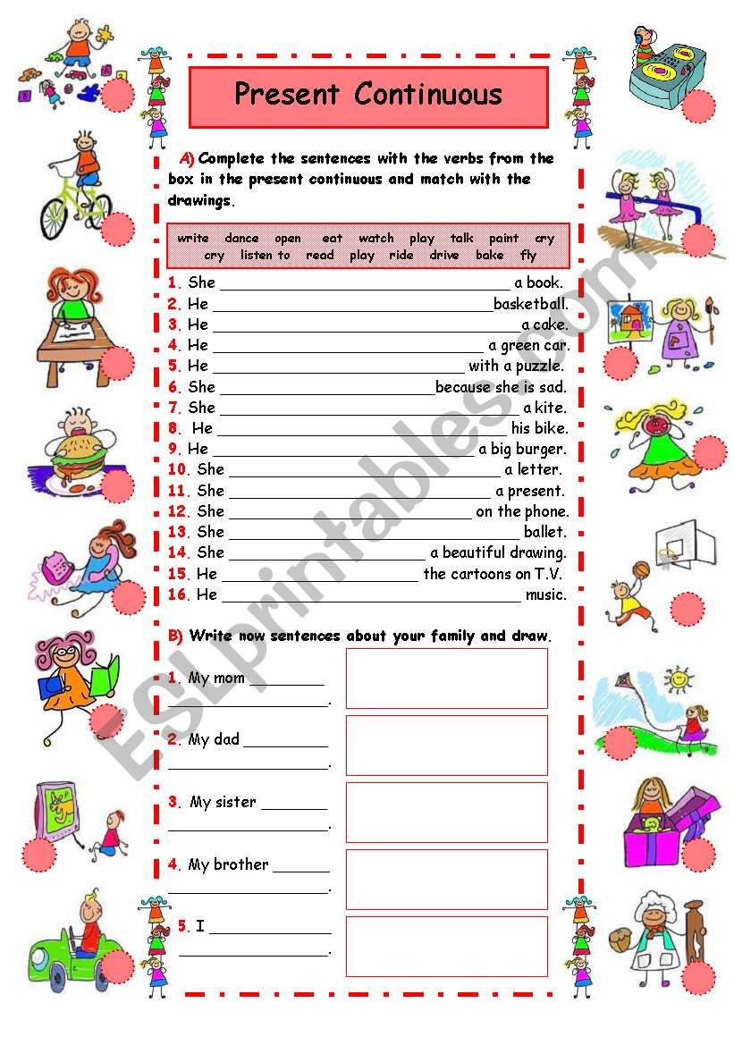 Present continuous worksheet