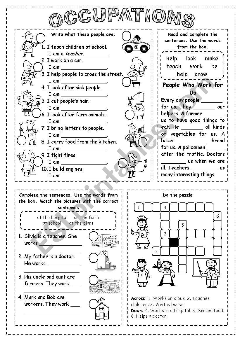 Occupations worksheet