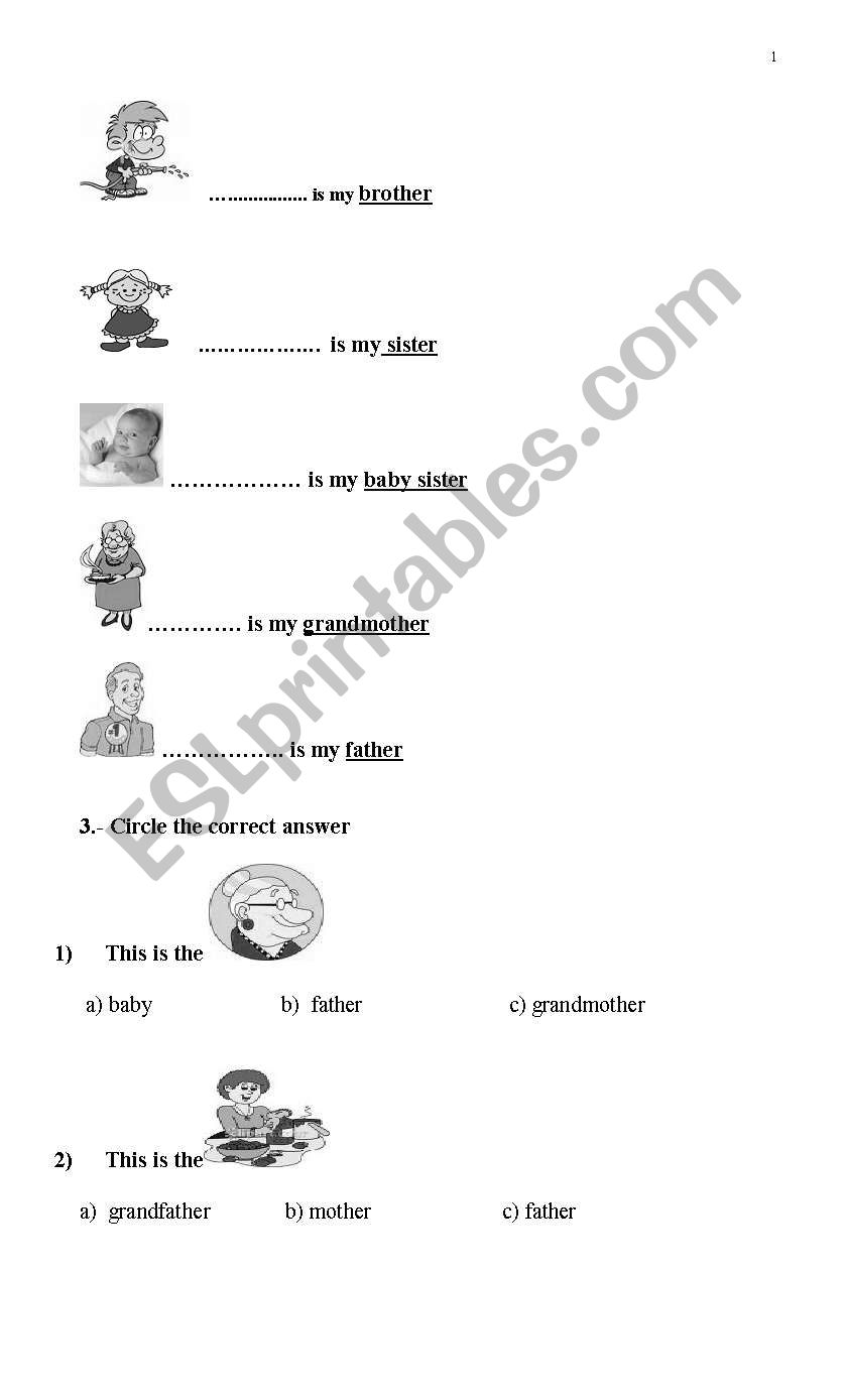English test 1º grade 2/3 worksheet