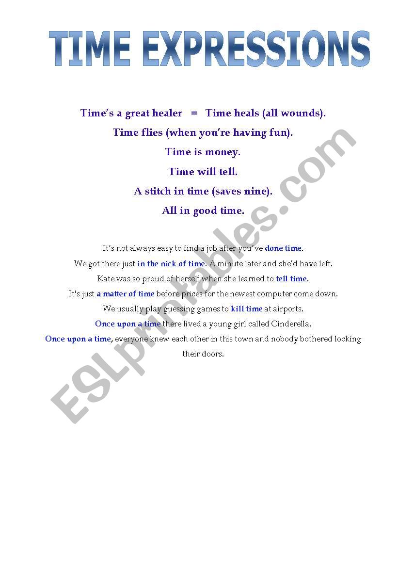 TIME EXPRESSIONS worksheet