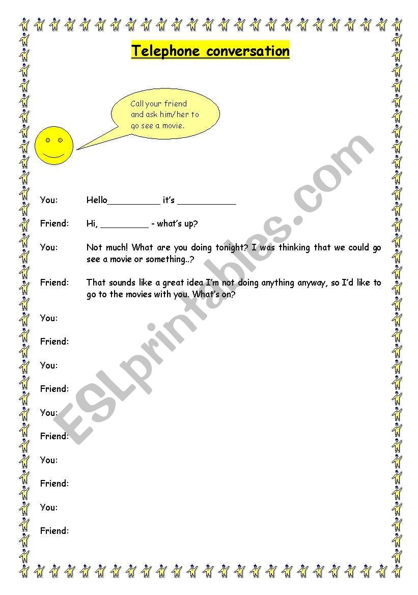 Telephone conversation worksheet