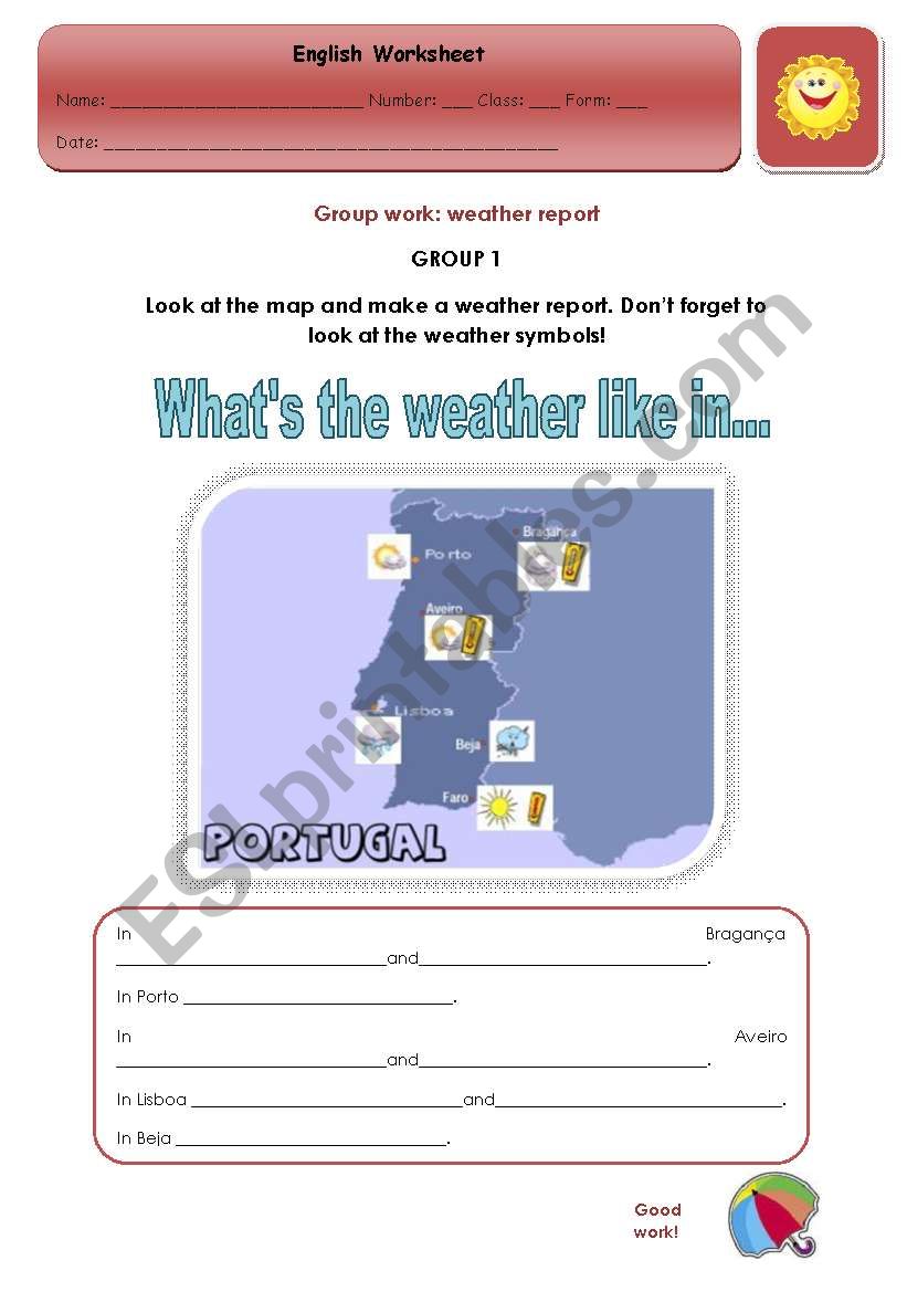 GROUP WORK WS(1/4)+PPT - WhatÂ´s the weather like in...?