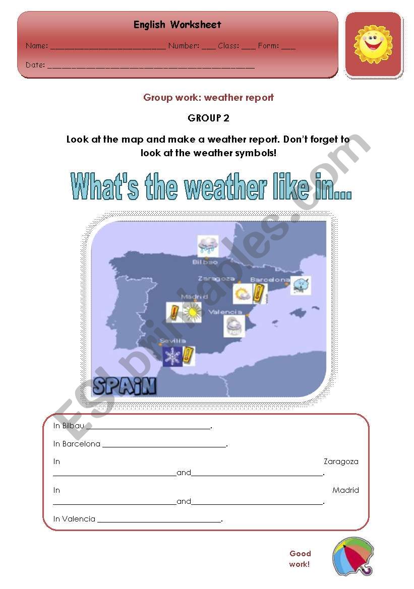 GROUP WORK WS(2/4)+PPT - Whats the weather like in...?