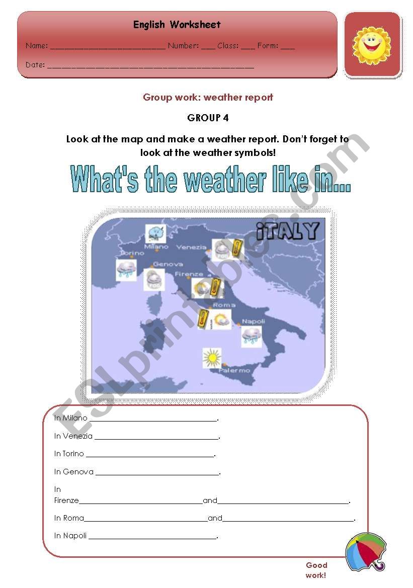 GROUP WORK WS(4/4)+PPT - Whats the weather like in...?