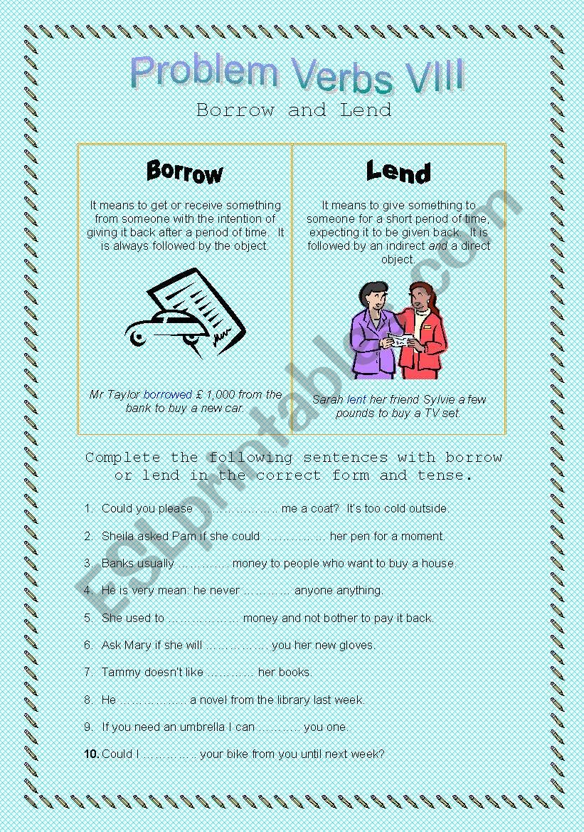 Problem Verbs VIII - Borrow and Lend - Theory and Practice