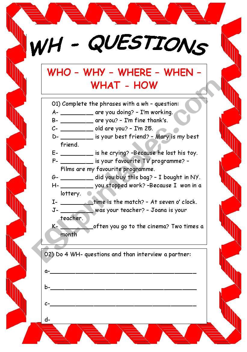 WH - Questions worksheet