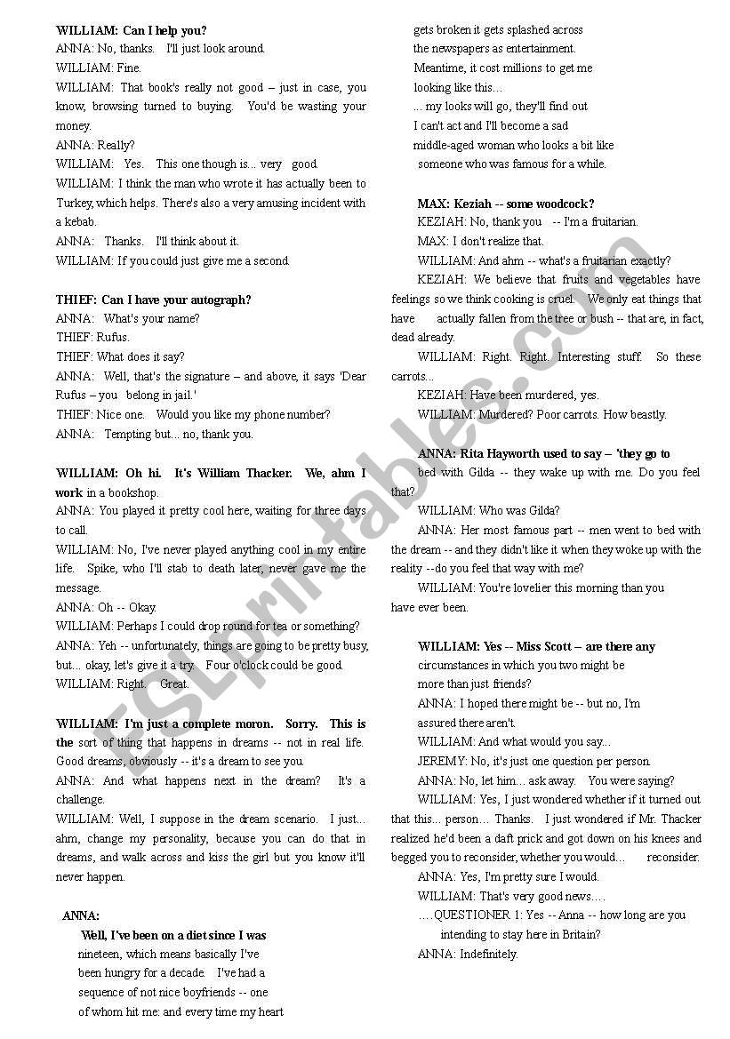 Notting Hill Dialogues worksheet