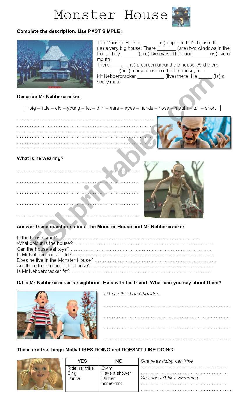 monster house worksheet