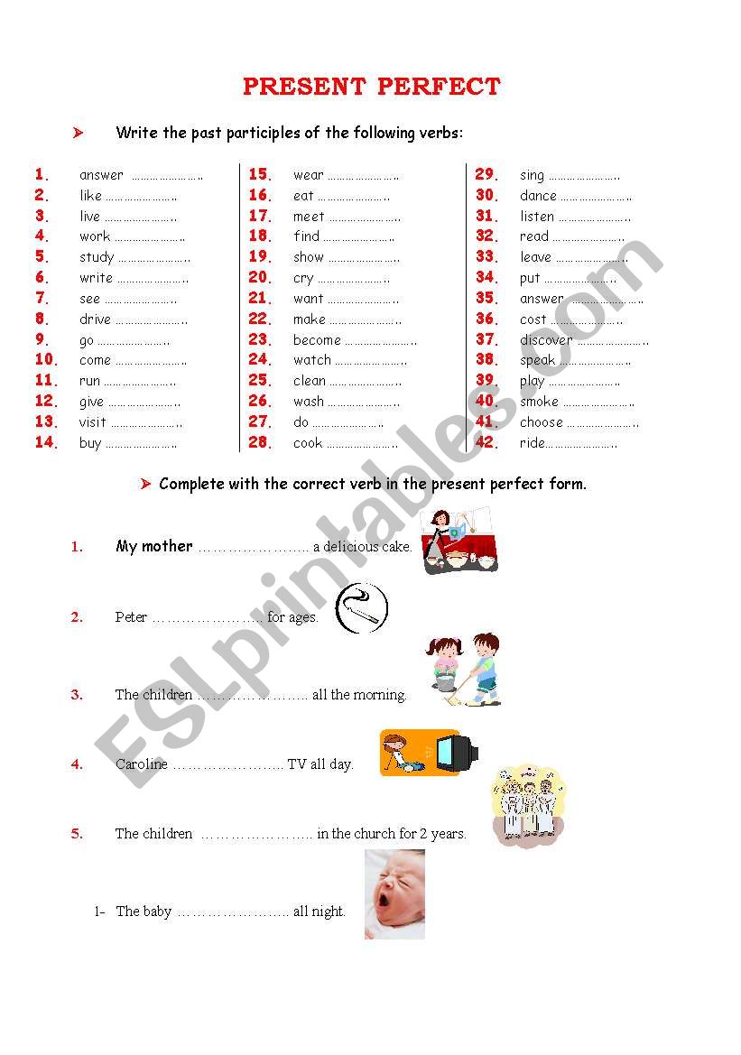 PRSENT PERFECT ACTIVITIES (positive, negativive and interrogative forms)