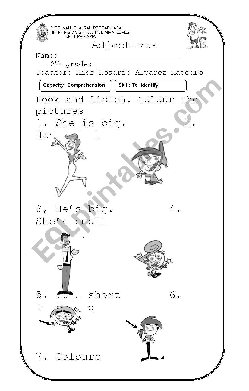 Adjectives small - big worksheet