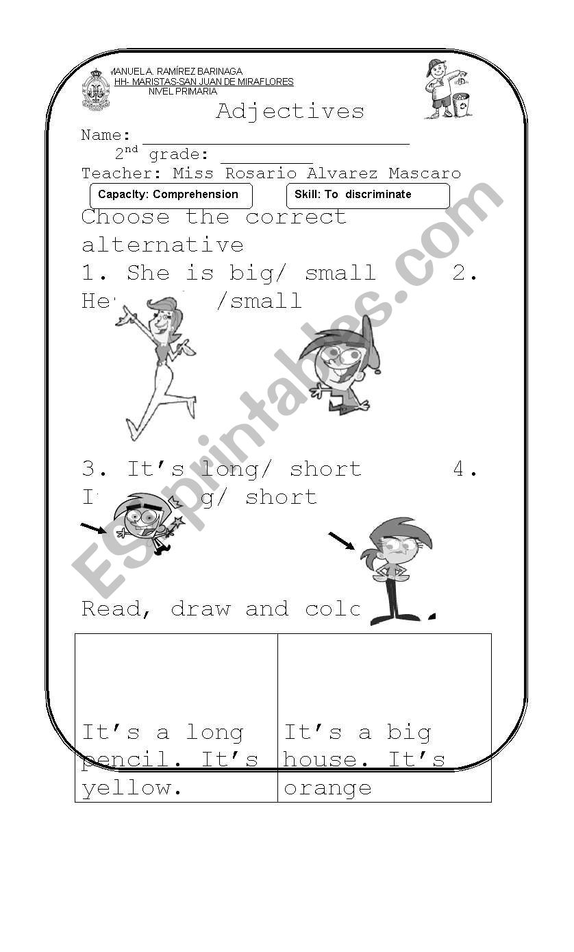 adjectives small - big 2 worksheet