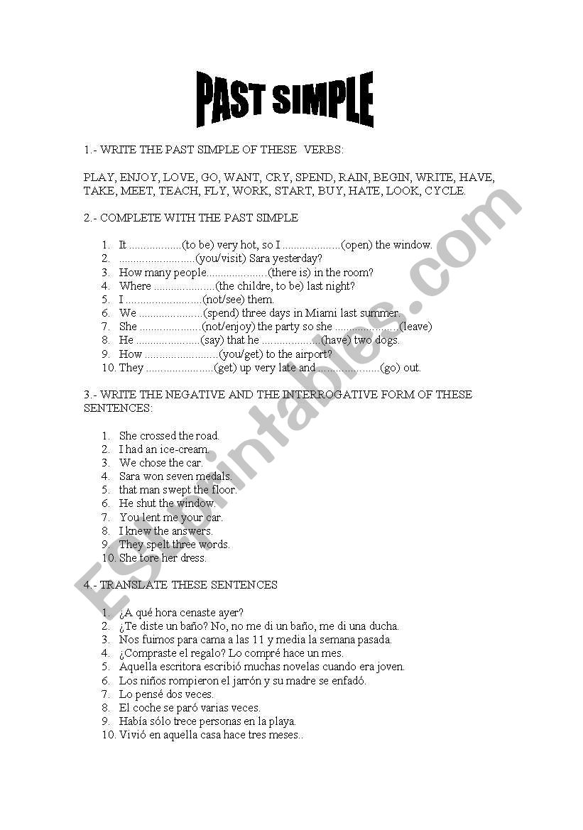 PAST SIMPLE worksheet