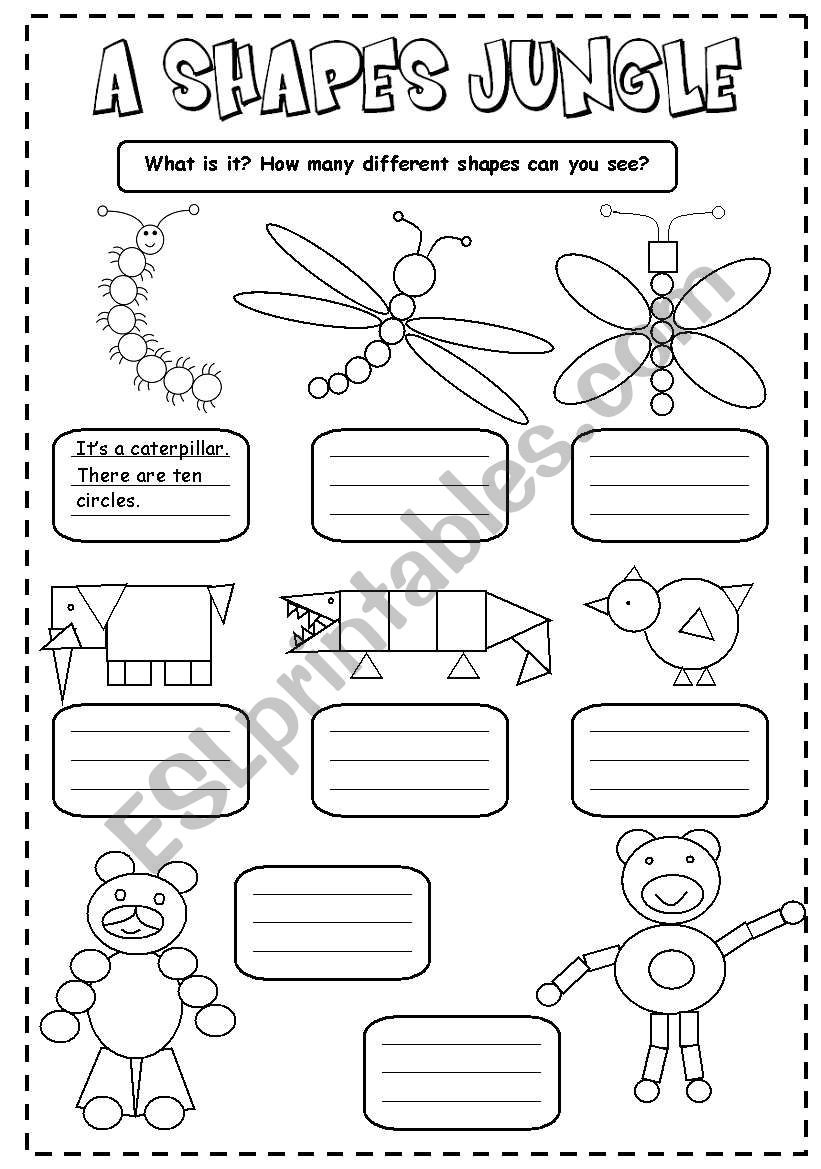 A Shapes Jungle worksheet