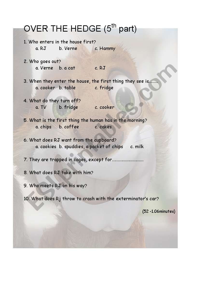 over the edge 5th part worksheet